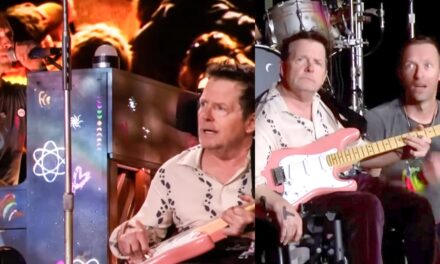 Michael J. Fox a sorpresa suona la chitarra con i Coldplay al Glastonbury Festival
