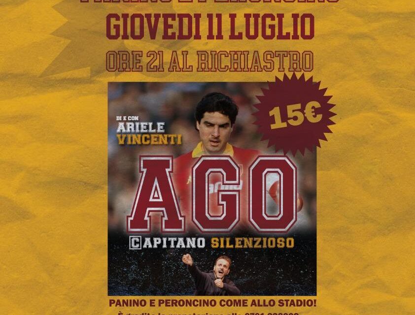 Viterbo – “Ago, capitano silenzioso”, in città l’omaggio ad Agostino Di Bartolomei dell’attore Ariele Vincenti