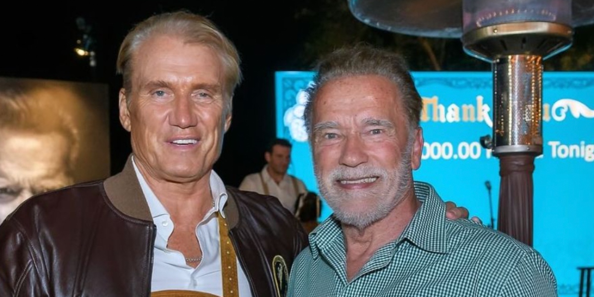 Arnold Schwarzenegger insieme a Dolph Lundgren per una cena di beneficenza